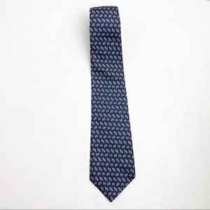 Navy Patterned Silk Tie
